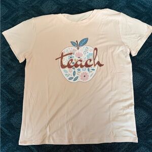 SHEIN Peach 'Teach' Graphic Tee